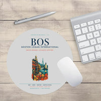 Thumbnail for Boston Logan International Airport (BOS) design on light gray round mouse pad