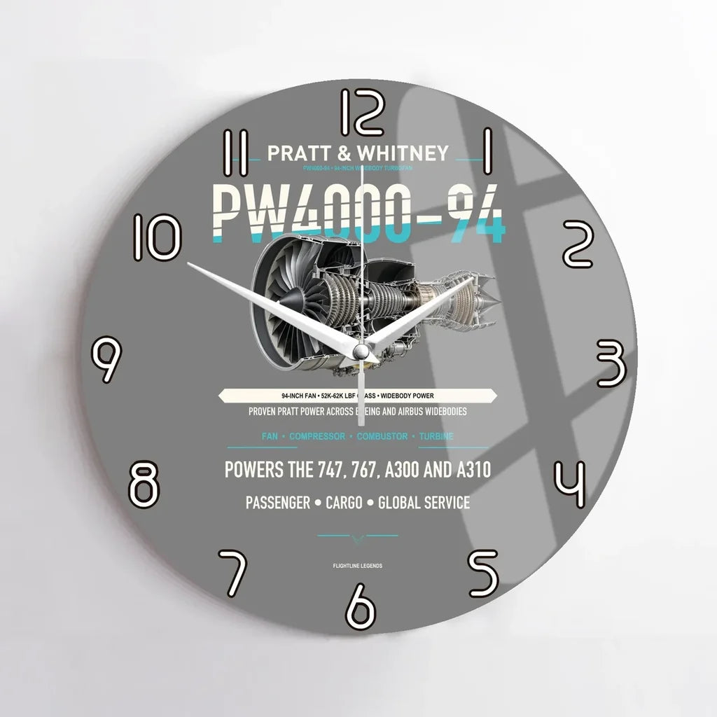 PW4000-94 design on gray no frame wall clock