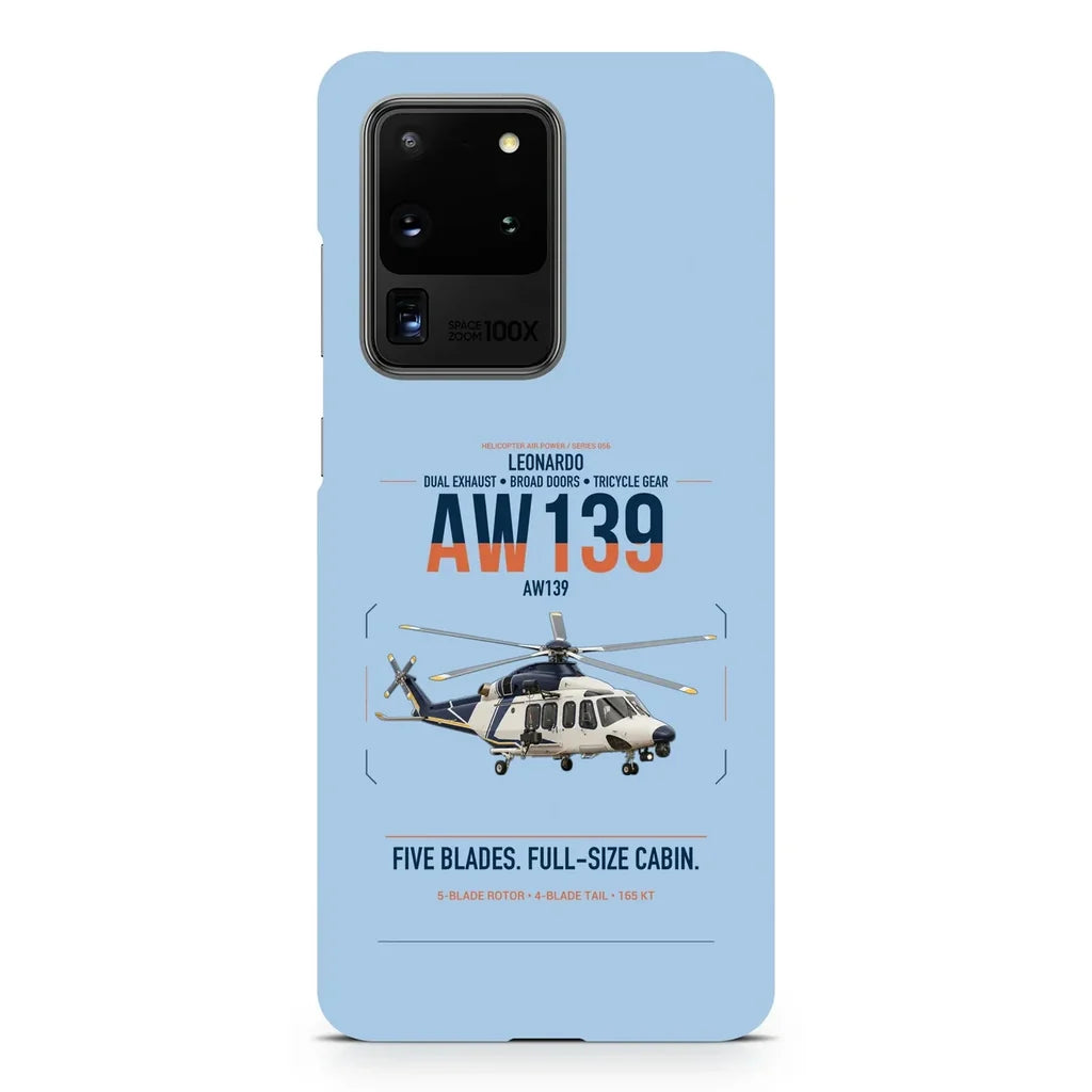 Leonardo AW139 design on samsung case - light blue