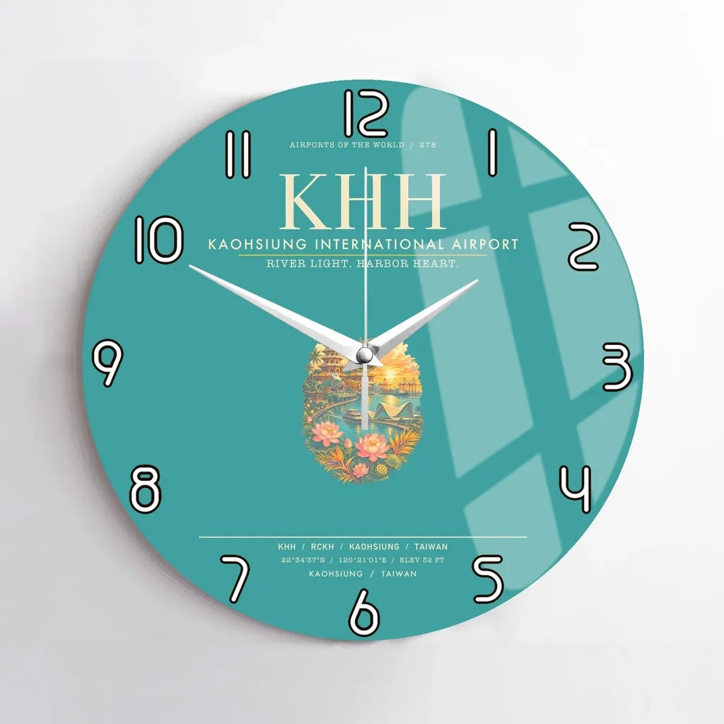 Kaohsiung International Airport KHH Wall-Clock No-Frame - Turquoise