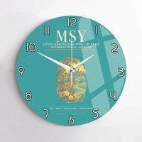 Thumbnail for Louis Armstrong New Orleans International Airport MSY Wall-Clock No-Frame - Turquoise