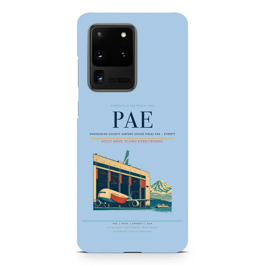 Snohomish County Airport (Paine Field) PAE — Everett design on samsung case - light blue