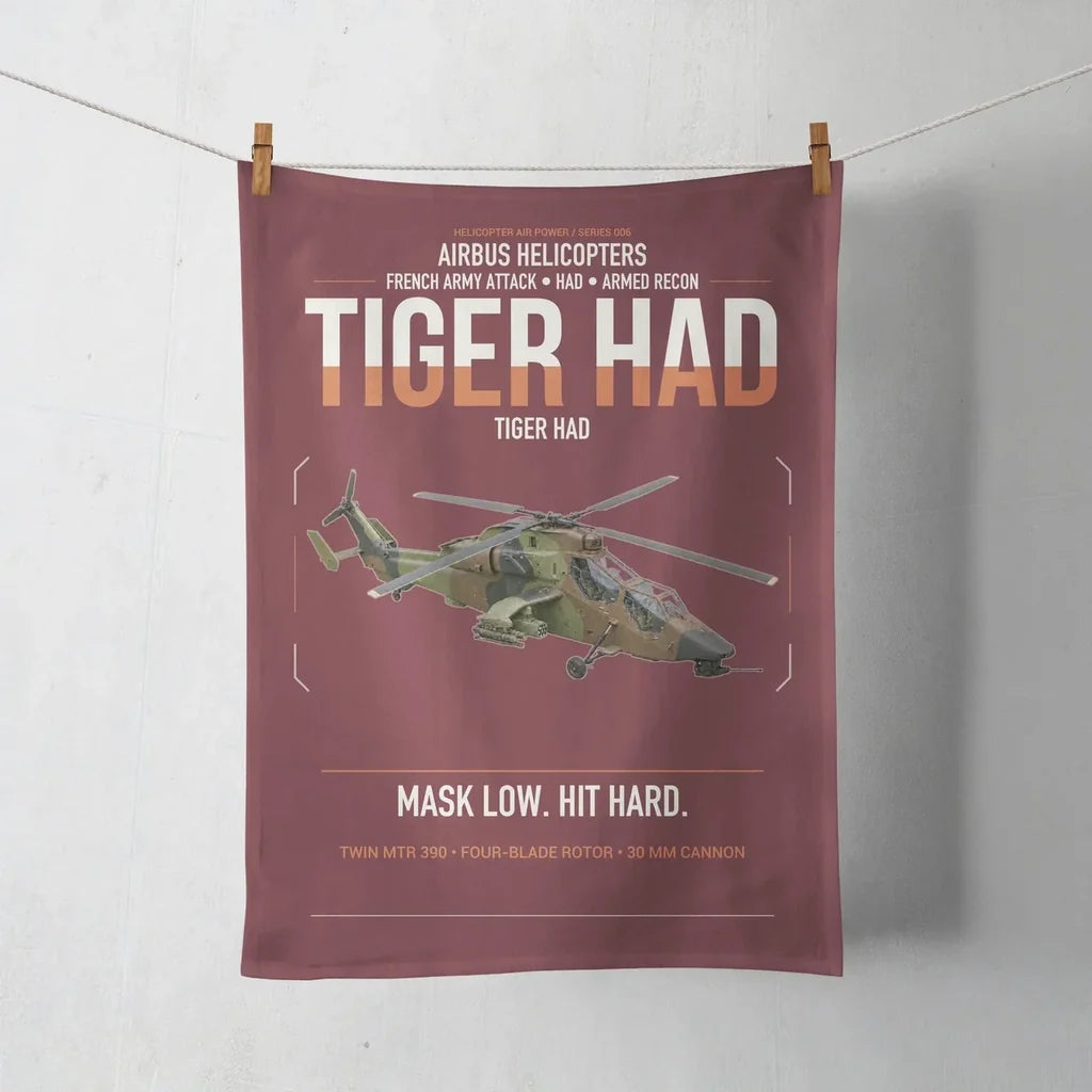 Airbus Helicopters Tiger HAD design on dark red towel