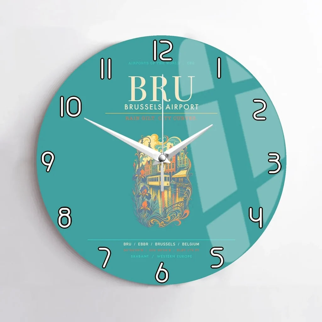 Brussels Airport BRU Wall-Clock No-Frame - Turquoise