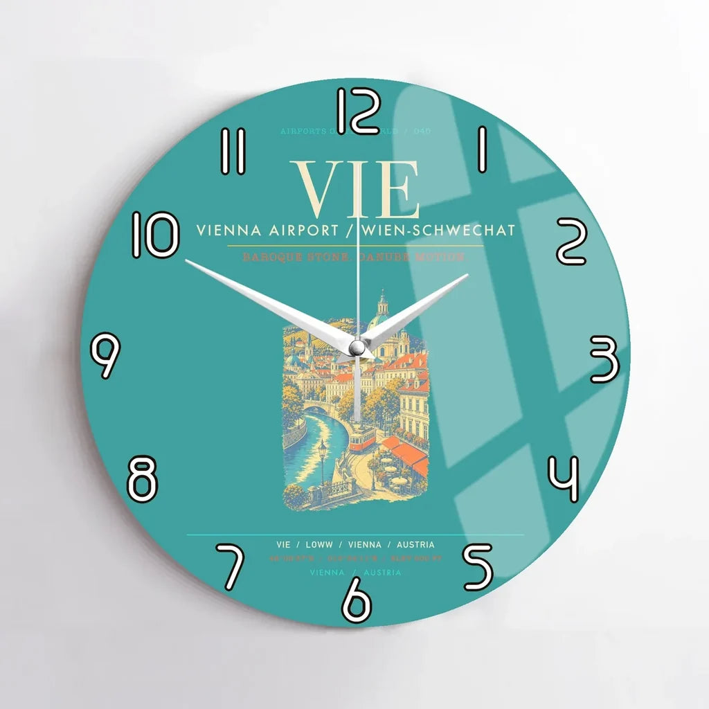 Vienna Airport VIE Wall-Clock No-Frame - Turquoise