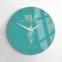 Thumbnail for Velana International Airport Male MLE - Atoll Dhoni Current Wall-Clock No-Frame - Turquoise