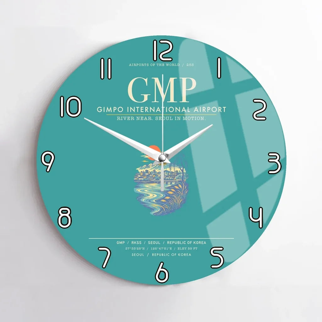 Gimpo International Airport GMP Wall-Clock No-Frame - Turquoise