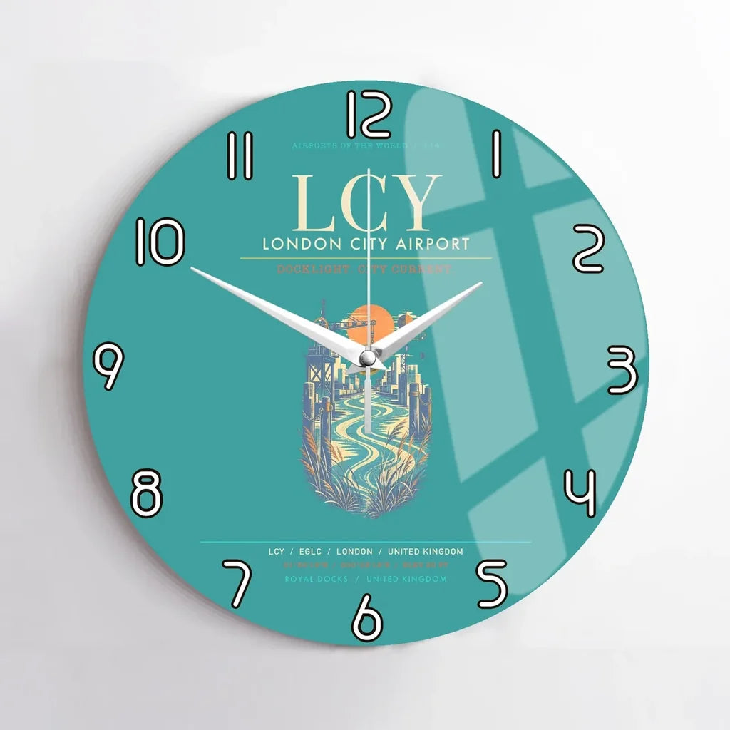 London City Airport LCY Wall-Clock No-Frame - Turquoise