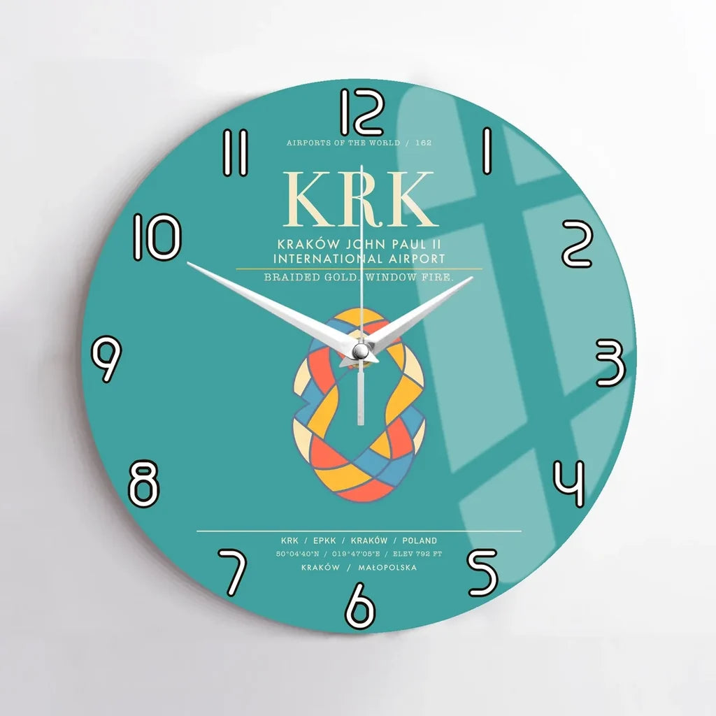 Krakow John Paul II International Airport KRK Wall-Clock No-Frame - Turquoise