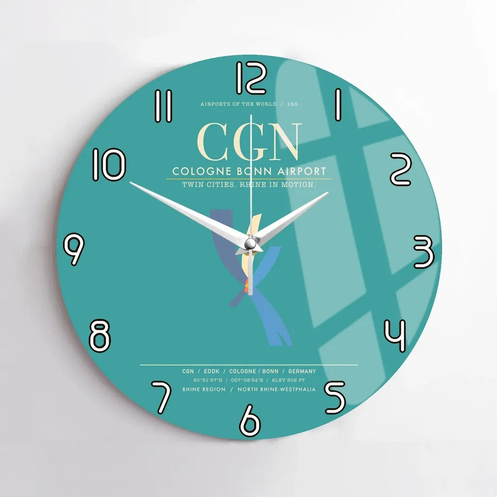 Cologne Bonn Airport CGN Wall-Clock No-Frame - Turquoise