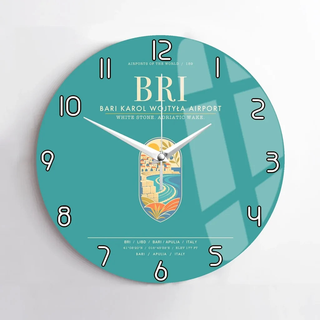 Bari Karol Wojtya Airport BRI Wall-Clock No-Frame - Turquoise