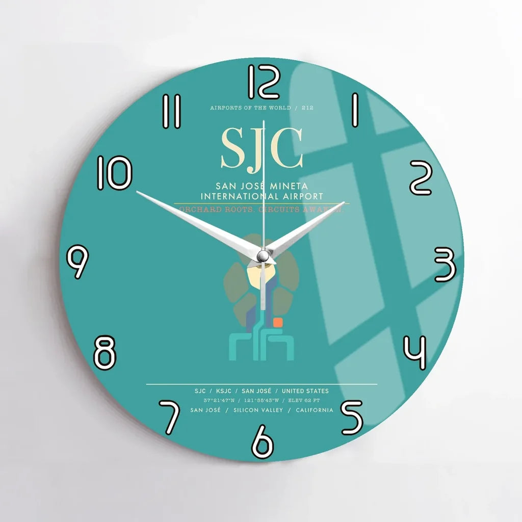 San Jose Mineta International Airport SJC Wall-Clock No-Frame - Turquoise