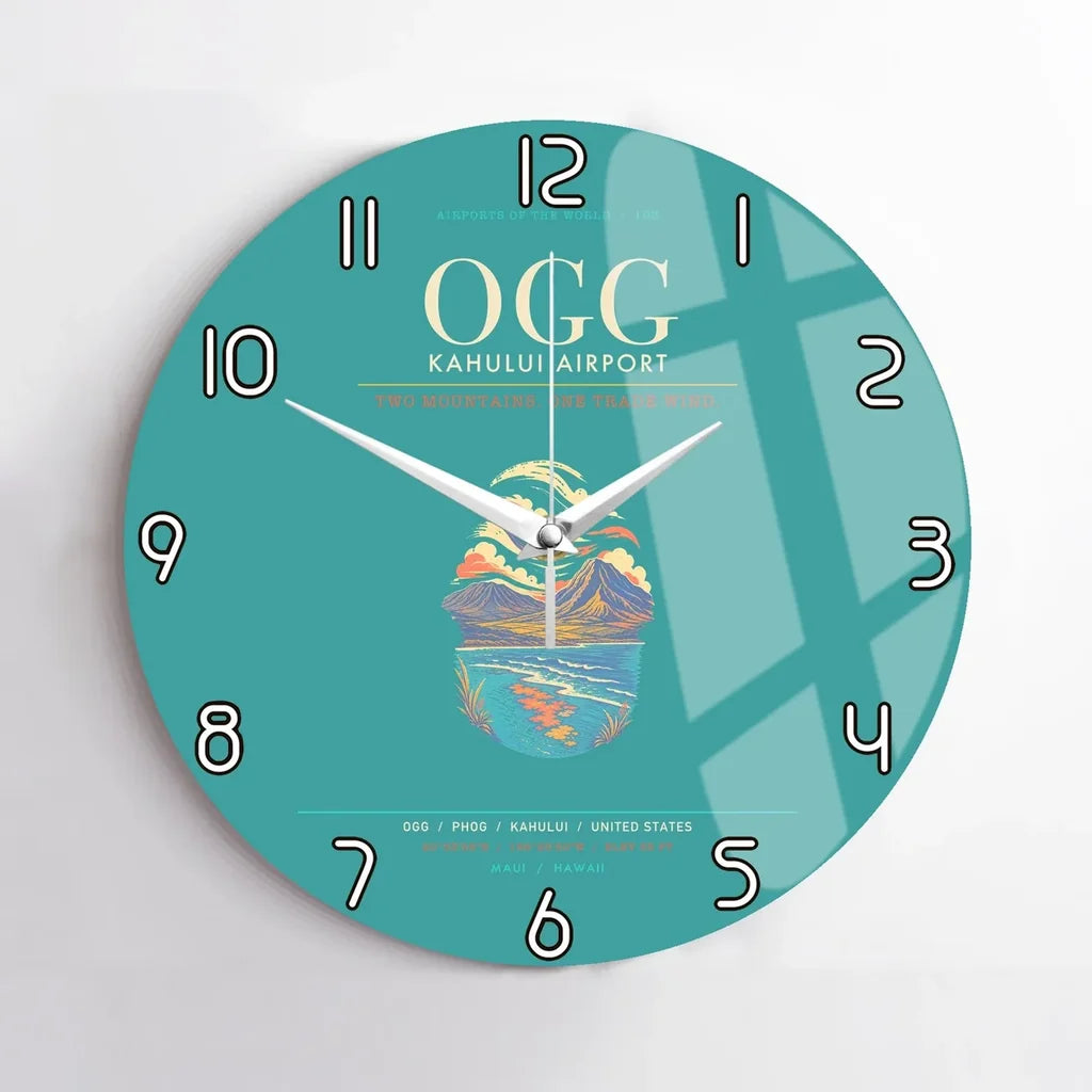 Kahului Airport OGG Wall-Clock No-Frame - Turquoise