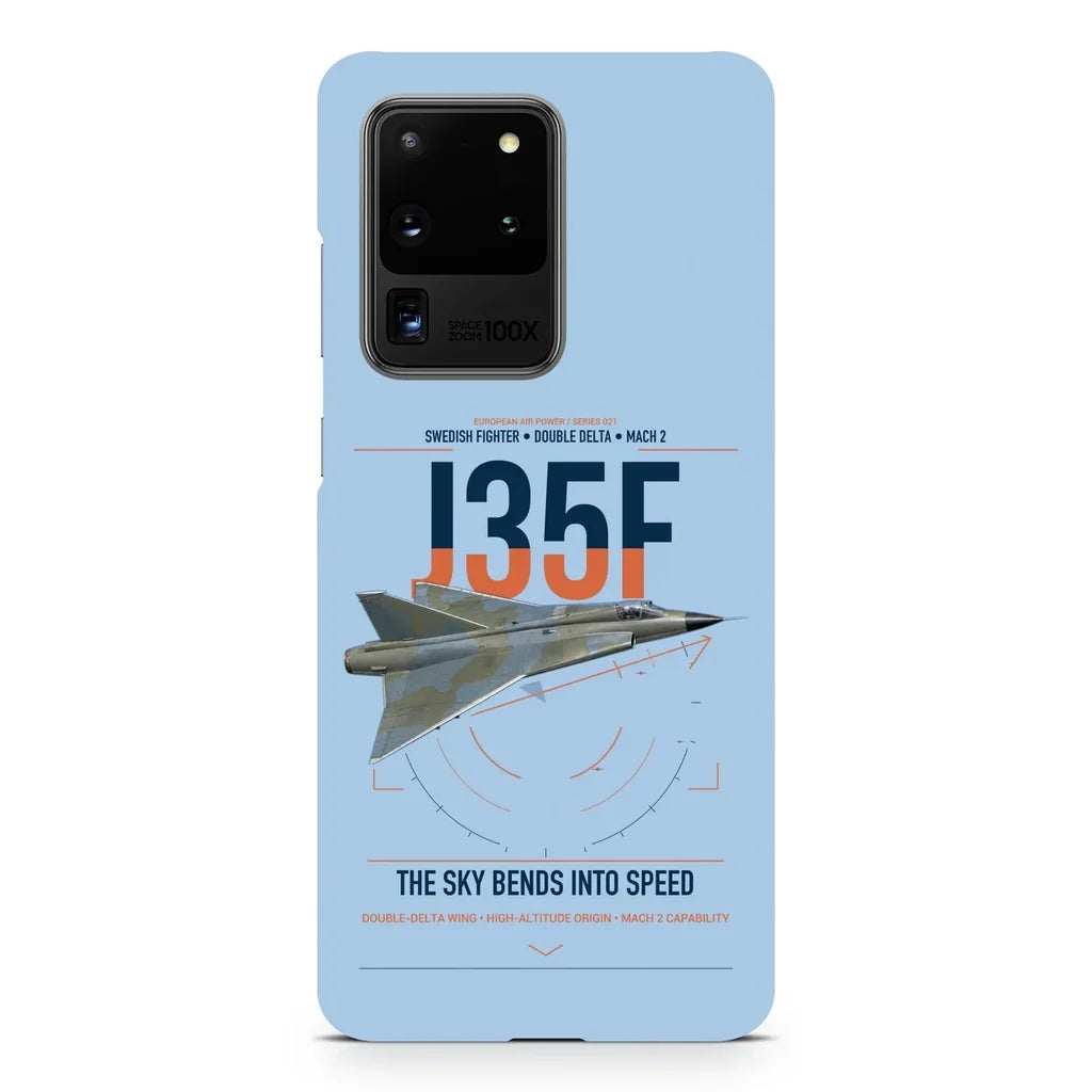 Saab J 35F Draken design on samsung case - light blue