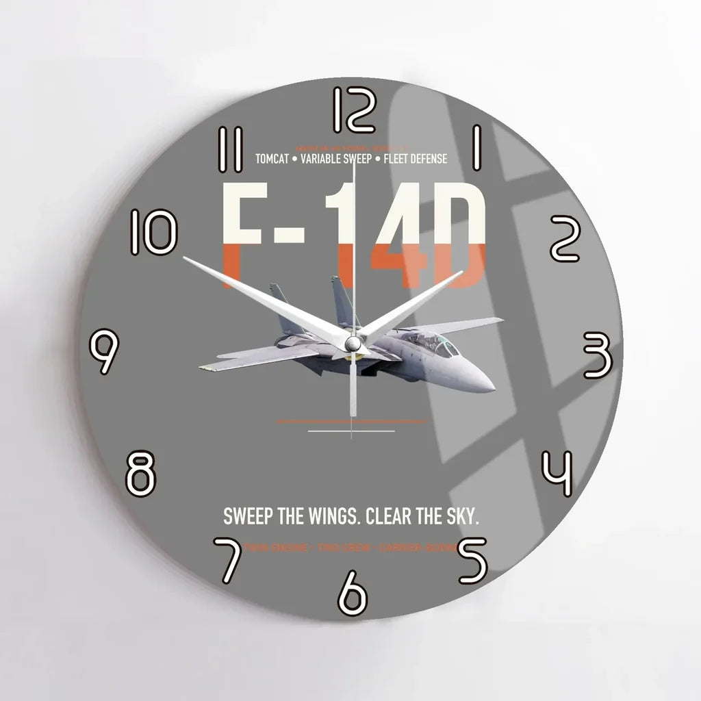 F-14D Tomcat Sweep The Wings Clear The Sky design on gray no frame wall clock