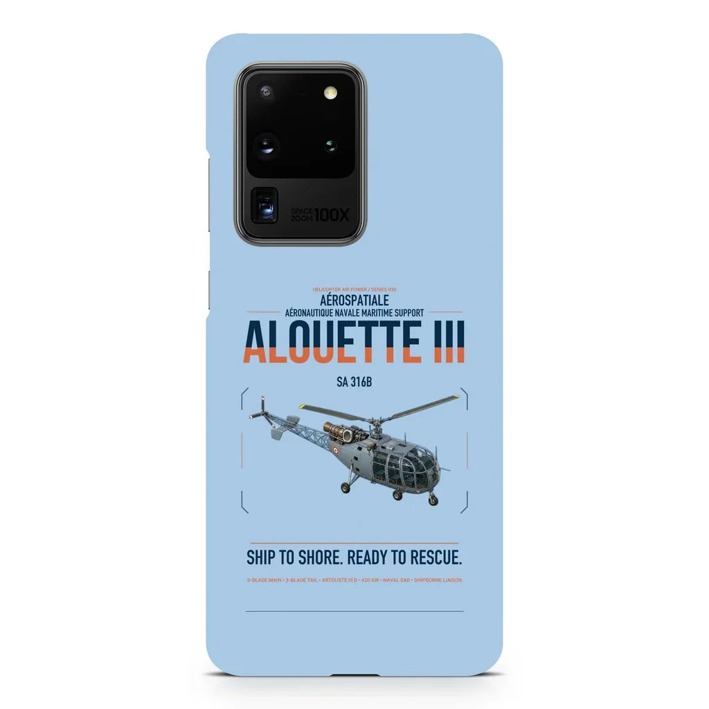 Aérospatiale SA 316B Alouette III design on samsung case - light blue