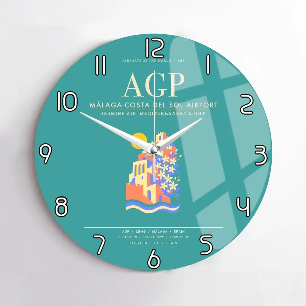 Malaga-Costa del Sol Airport AGP Wall-Clock No-Frame - Turquoise