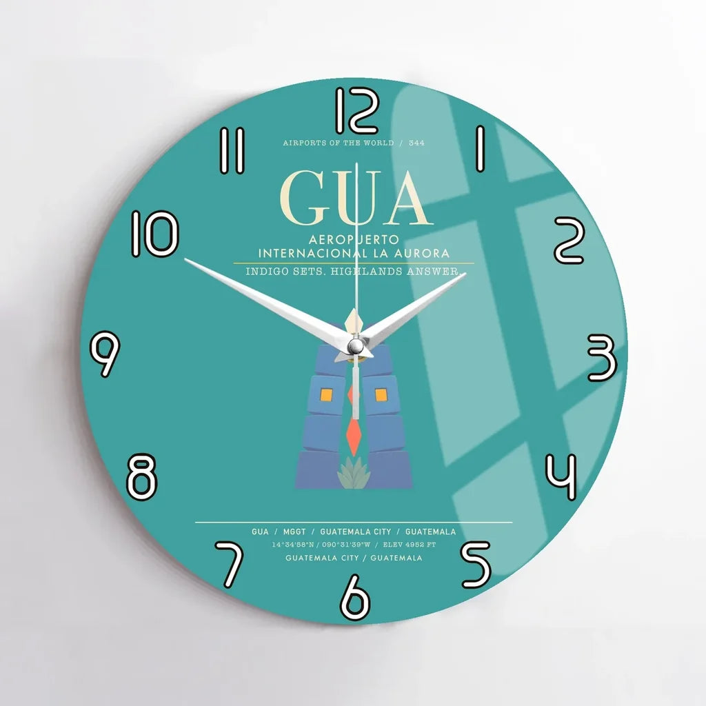 Aeropuerto Internacional La Aurora GUA  Guatemala City Wall-Clock No-Frame - Turquoise