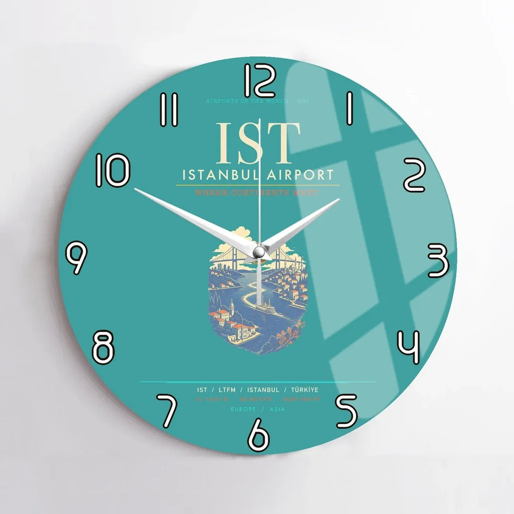 Istanbul Airport IST Wall-Clock No-Frame - Turquoise