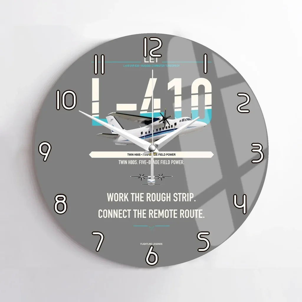 LET L-410 UVP-E20 design on gray no frame wall clock