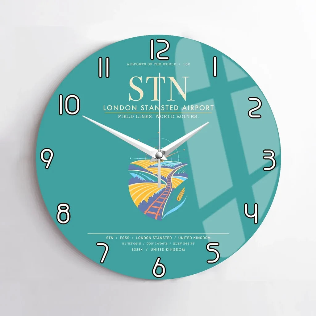 London Stansted Airport STN Wall-Clock No-Frame - Turquoise