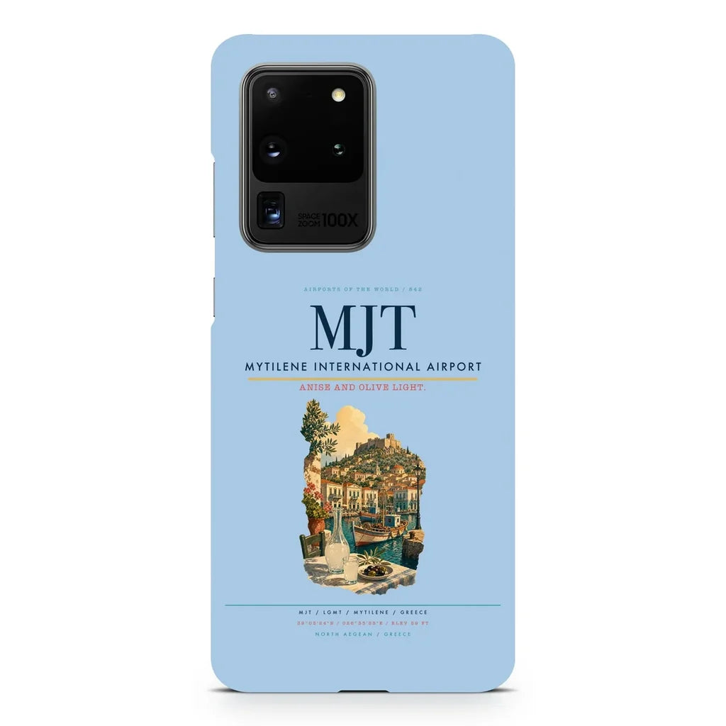 Mytilene International Airport MJT design on samsung case - light blue