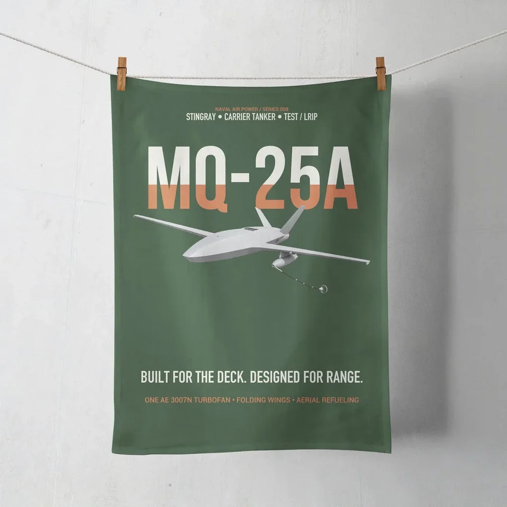 MQ-25A STINGRAY design on dark green towel