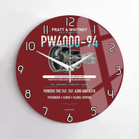 Thumbnail for PW4000-94 design on dark red no frame wall clock