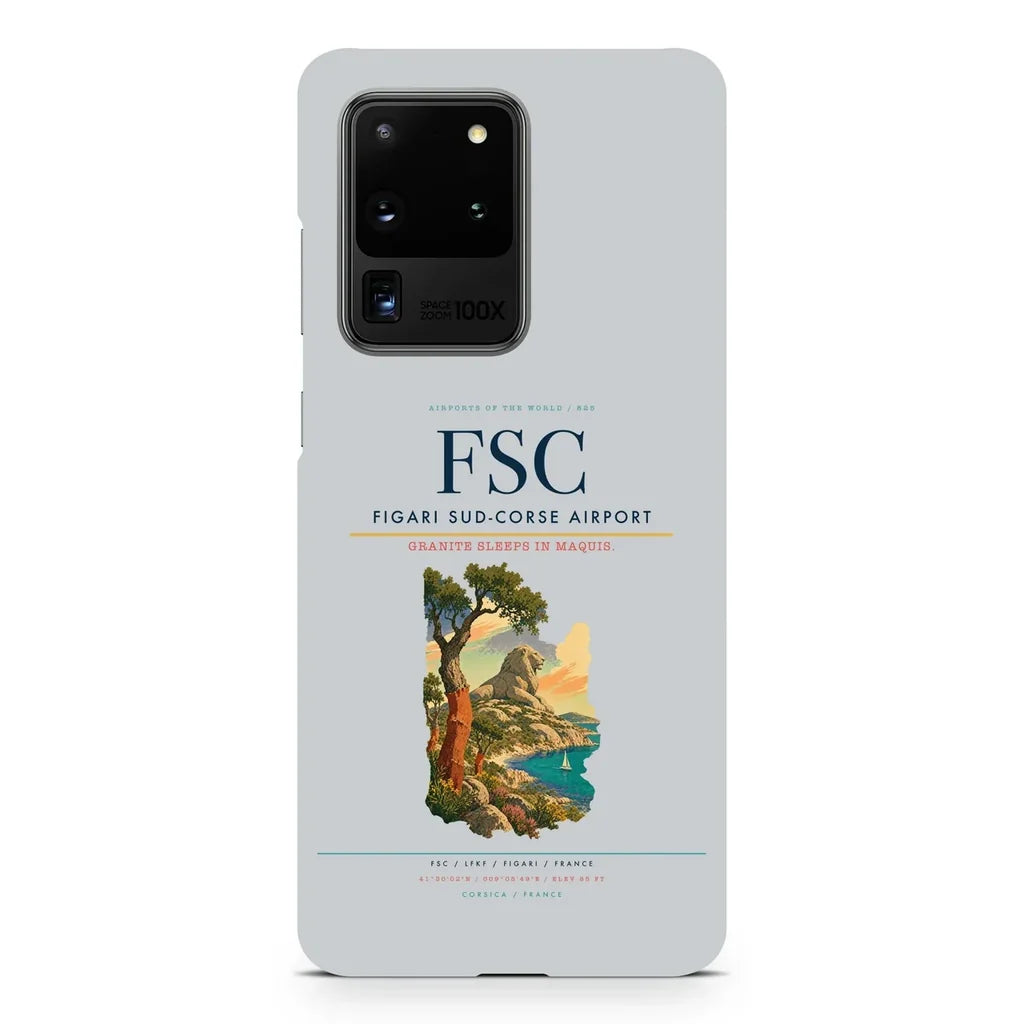 Figari Sud-Corse Airport FSC design on samsung case - light gray