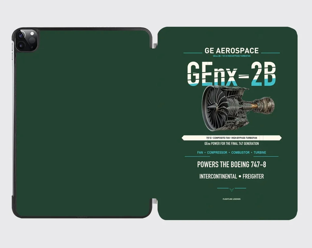GEnx-2B design on dark green ipad tablet case