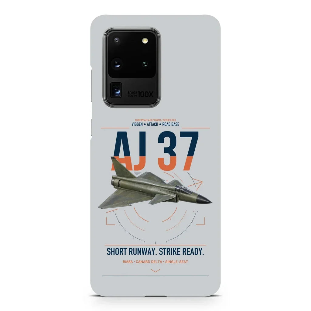 Saab AJ 37 Viggen design on samsung case - light gray