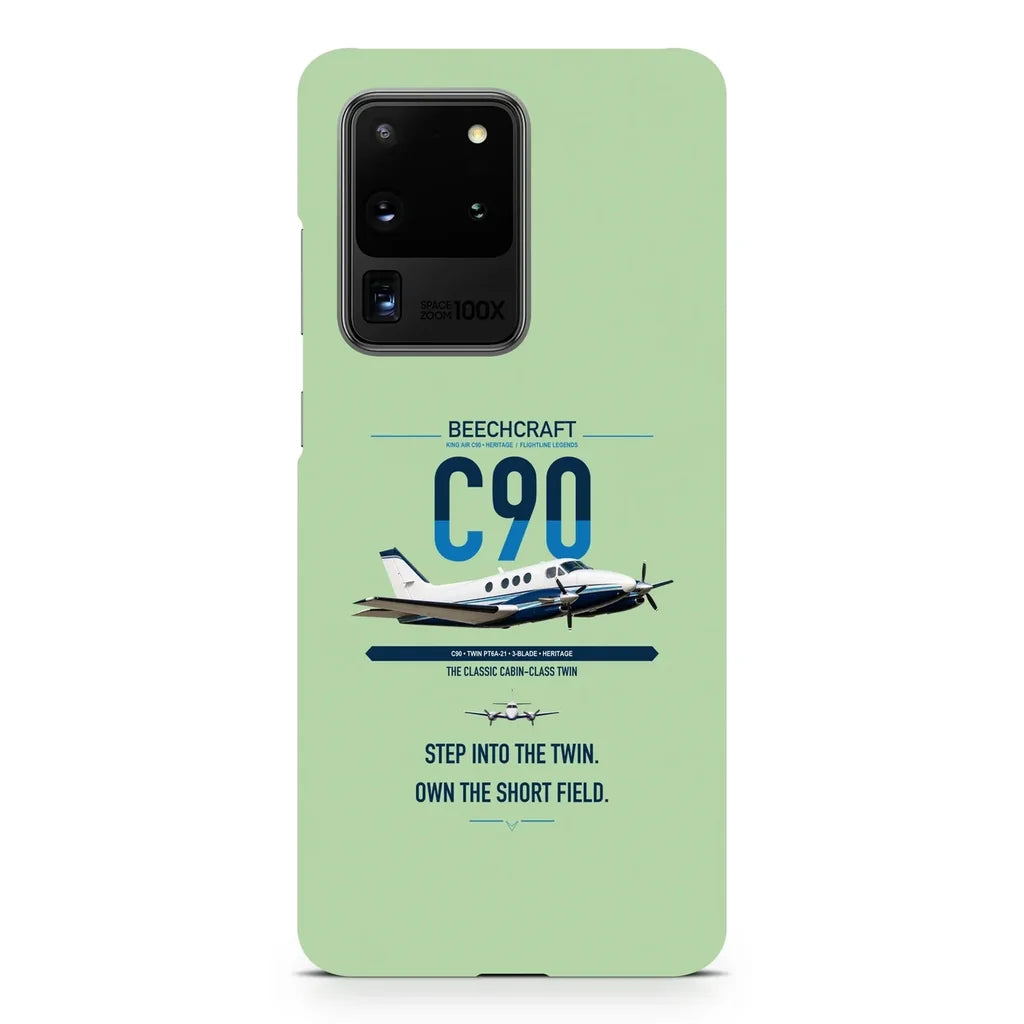 Beechcraft King Air C90 design on samsung case - light green