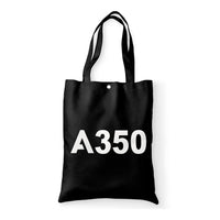 Thumbnail for Airbus A350 Flat Text aviation tote bag in canvas.