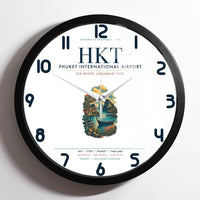 Thumbnail for Phuket International Airport (HKT) design on white framed wall clock