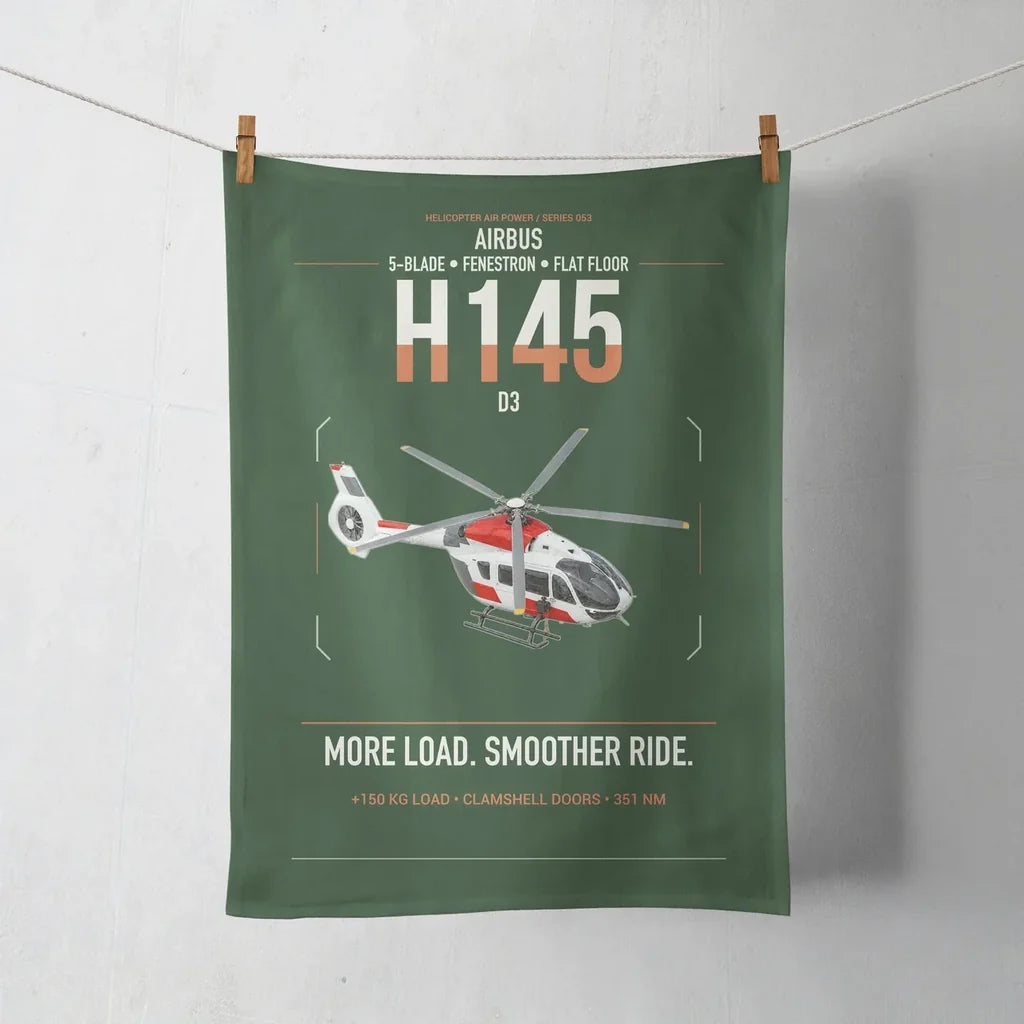 Airbus H145 D3 design on dark green towel