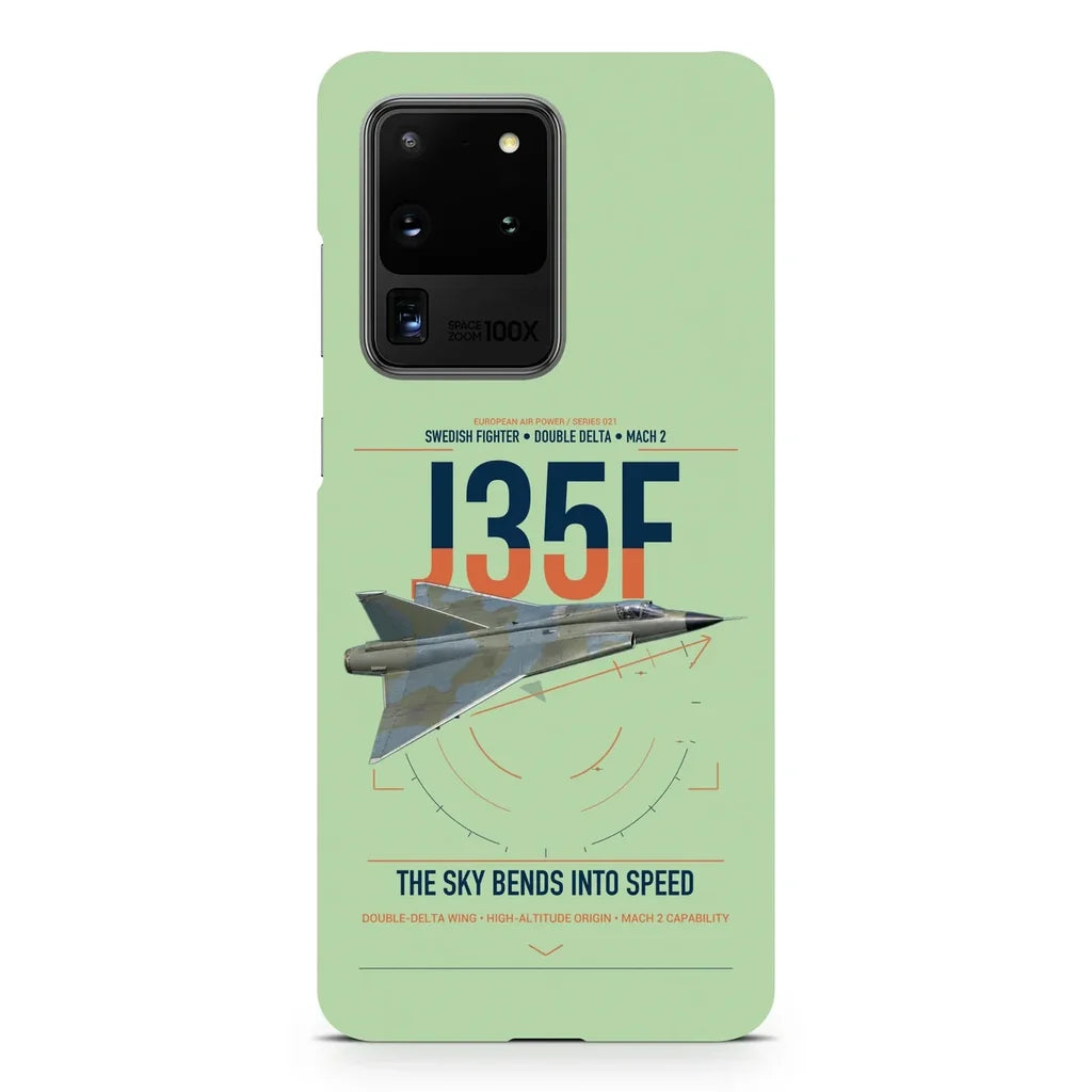 Saab J 35F Draken design on samsung case - light green