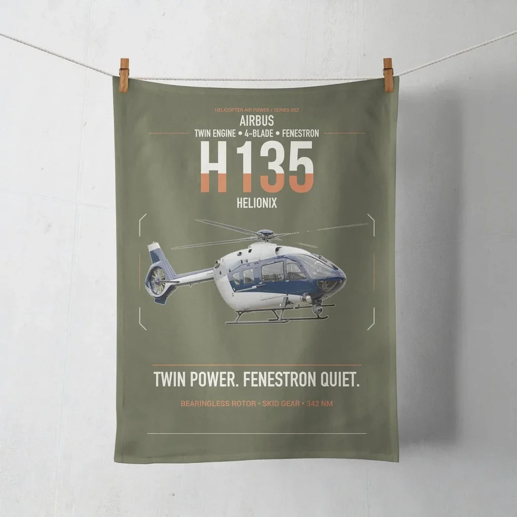 Airbus H135 design on green army towel