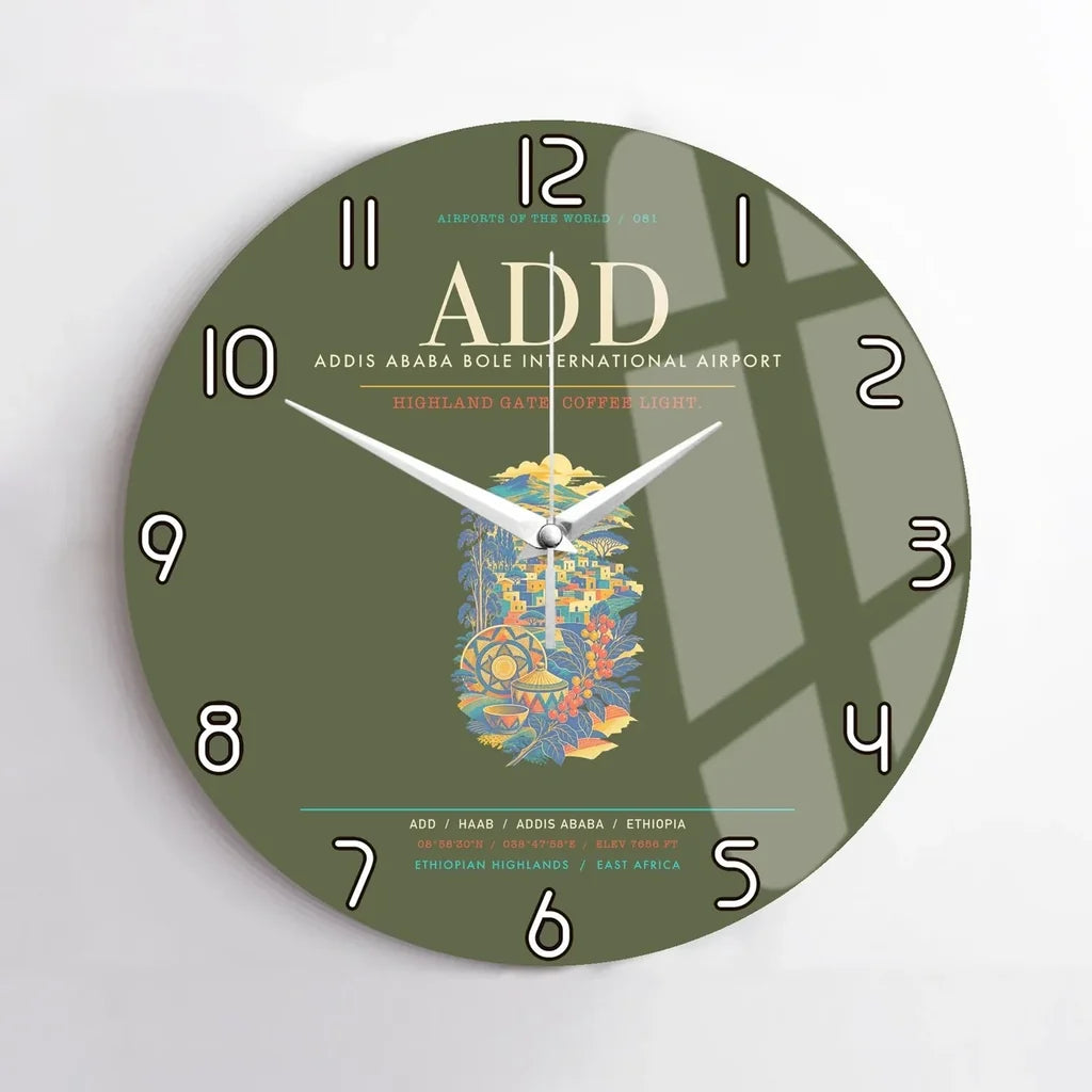 Addis Ababa Bole International Airport ADD Wall-Clock No-Frame - Green Army