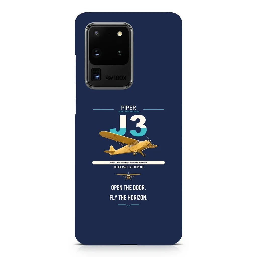 Piper J-3 Cub design on samsung case - navy blue
