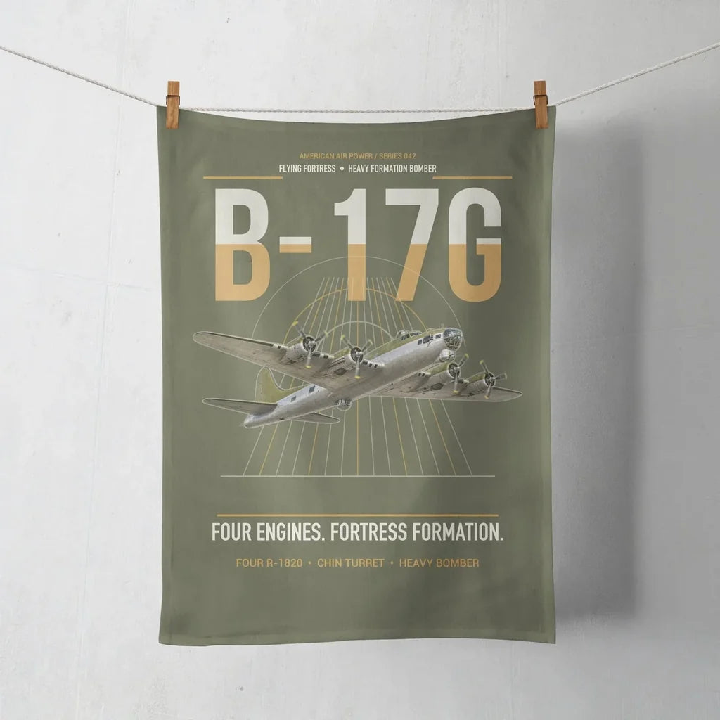 B-17G Flying Fortress design on green army towel