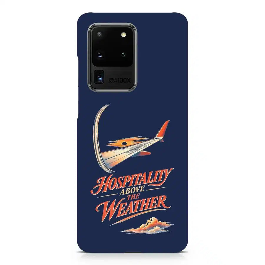 Hospitality Above The Weather design on samsung case - navy blue