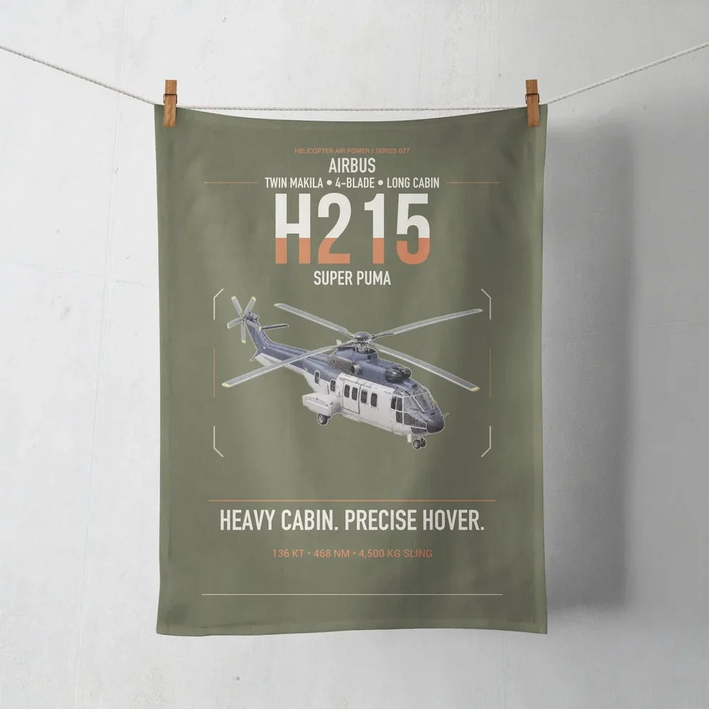 Airbus H215 design on green army towel