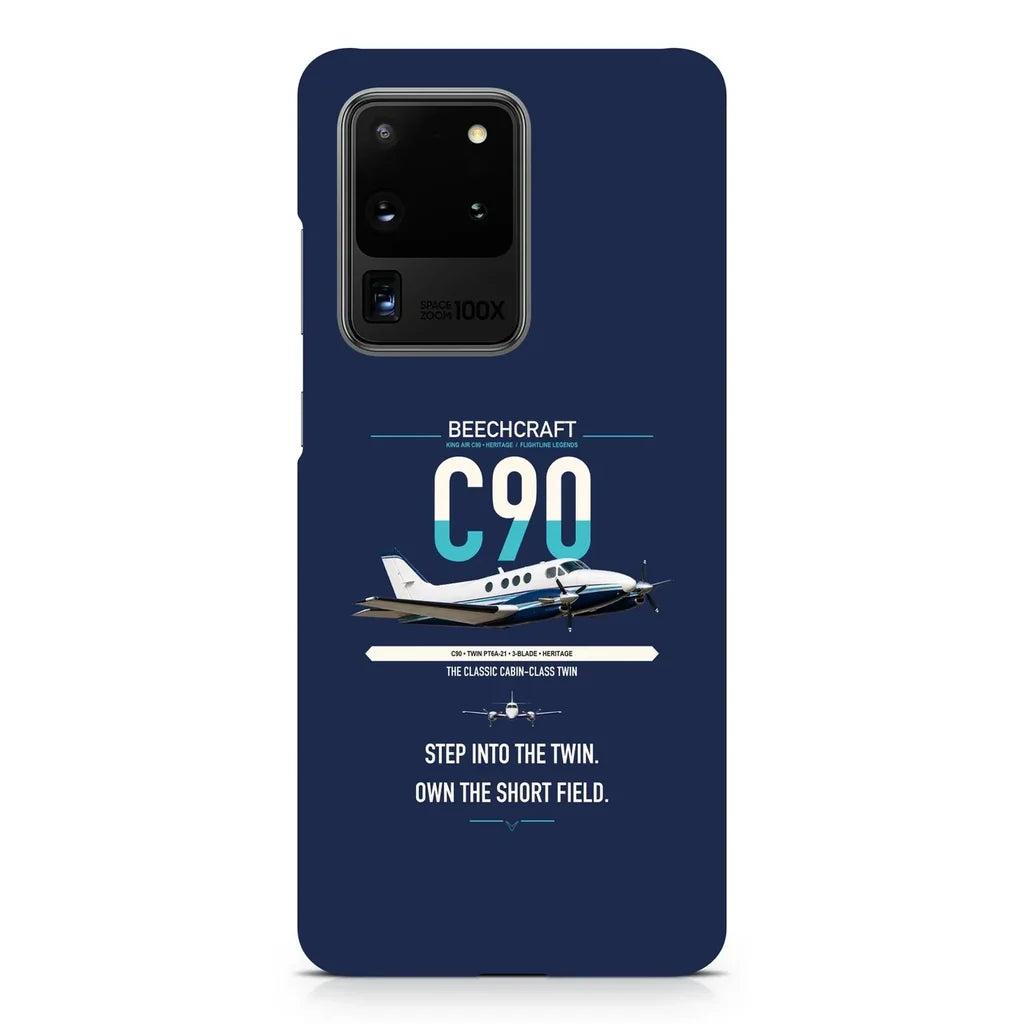 Beechcraft King Air C90 design on samsung case - navy blue
