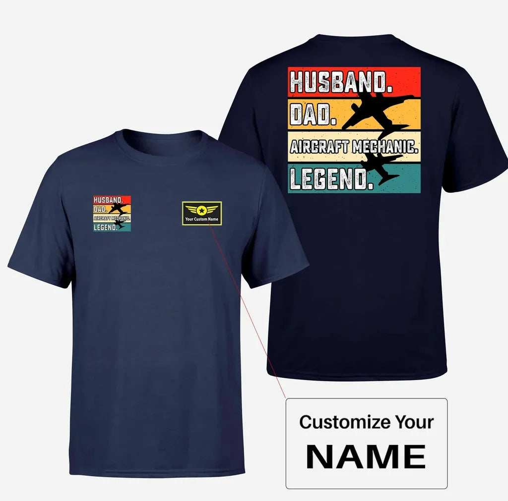 Husband & Dad & Aircraft Mechanic & Legend Designed Double-Side T-Shirts - view 15