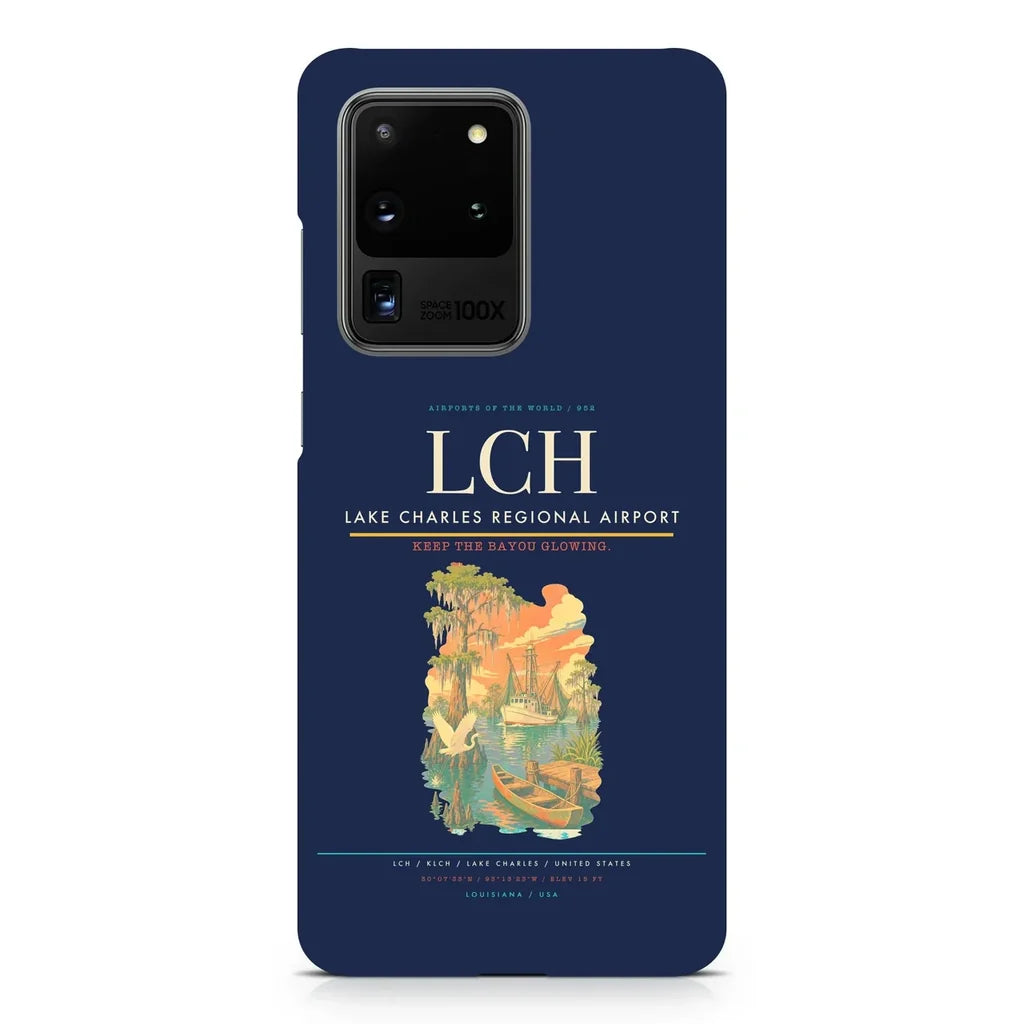 Lake Charles Regional Airport LCH design on samsung case - navy blue