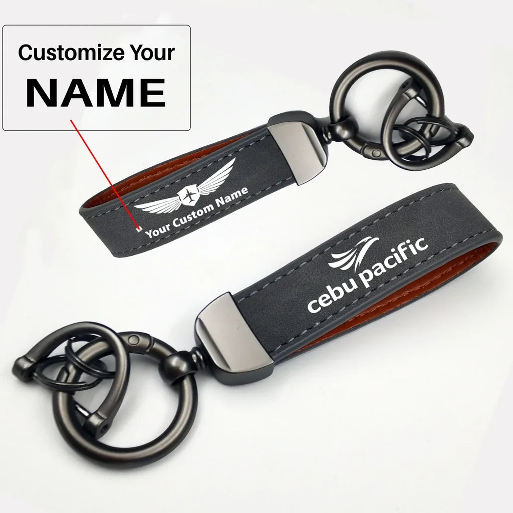 Cebu Pacific Horseshoe Buckle key chain, Gray + Name