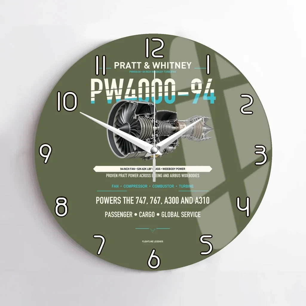 PW4000-94 design on green army no frame wall clock
