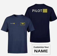Thumbnail for Pilot & Stripes (4 Lines) Designed Double-Side T-Shirts - view 15