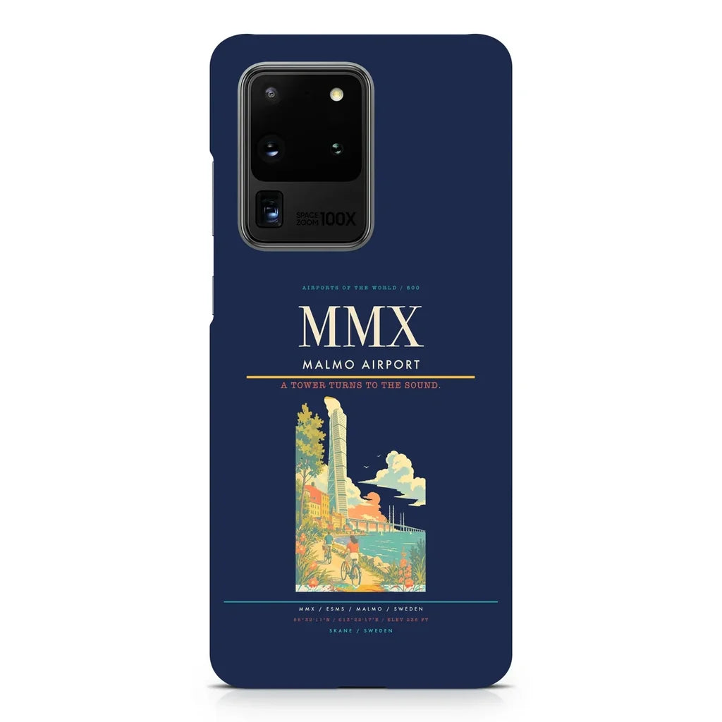 Malmo Airport MMX design on samsung case - navy blue