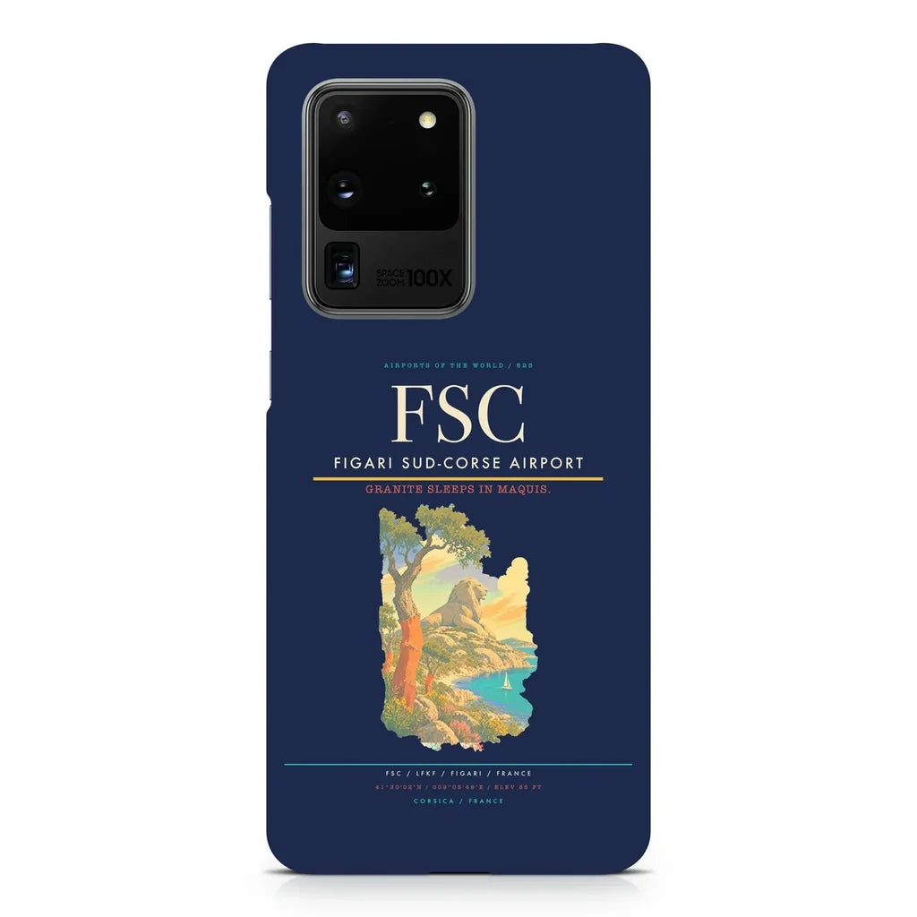 Figari Sud-Corse Airport FSC design on samsung case - navy blue